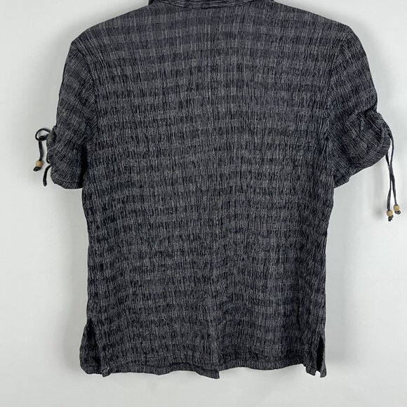 Jennifer Moore Collection Top Blouse Size 8P Gray Short Sleeve Button Up Collare - Picture 6 of 9